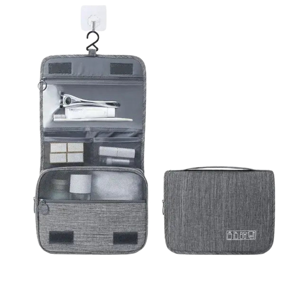 Foldable toiletry bag with hook