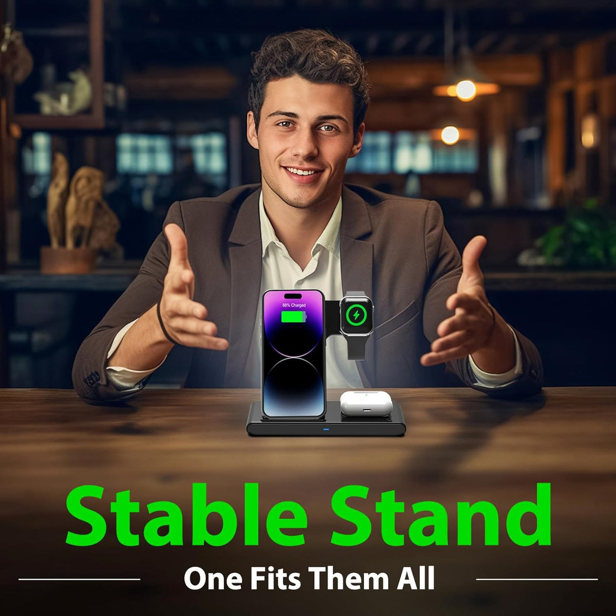 3 IN 1 Wireless Fast Charger Stand For iPhone Watch And AirPods