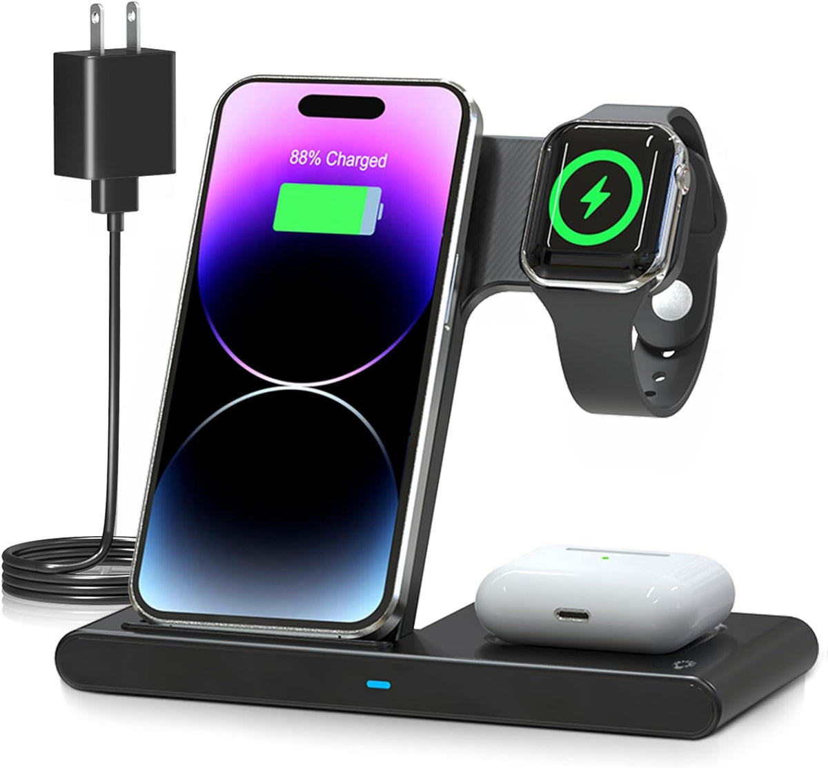 3 IN 1 Wireless Fast Charger Stand For iPhone Watch And AirPods