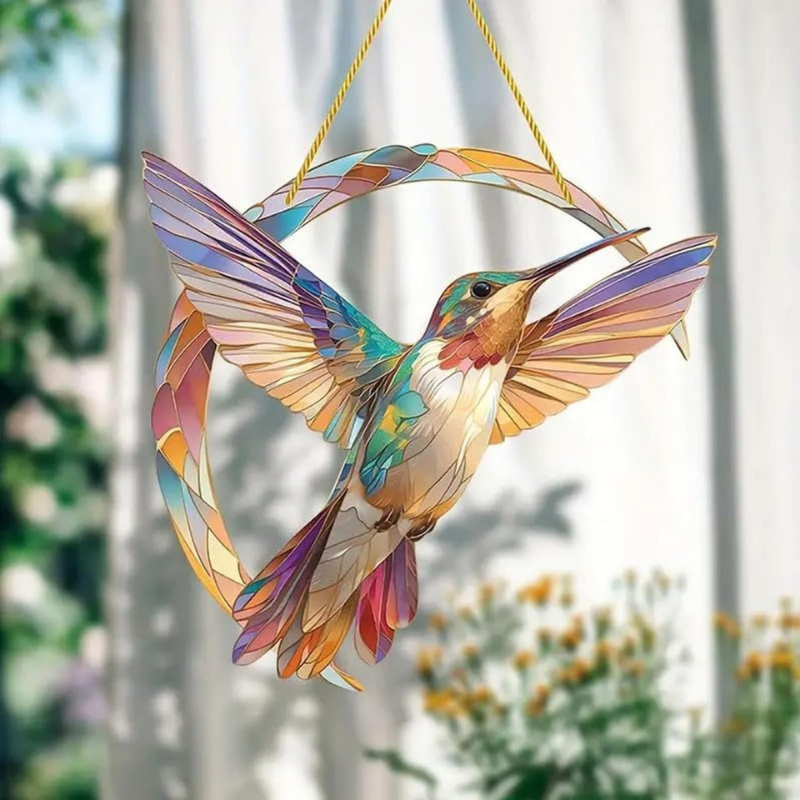 Hummingbird Sun Catcher Hanging in Acrylic