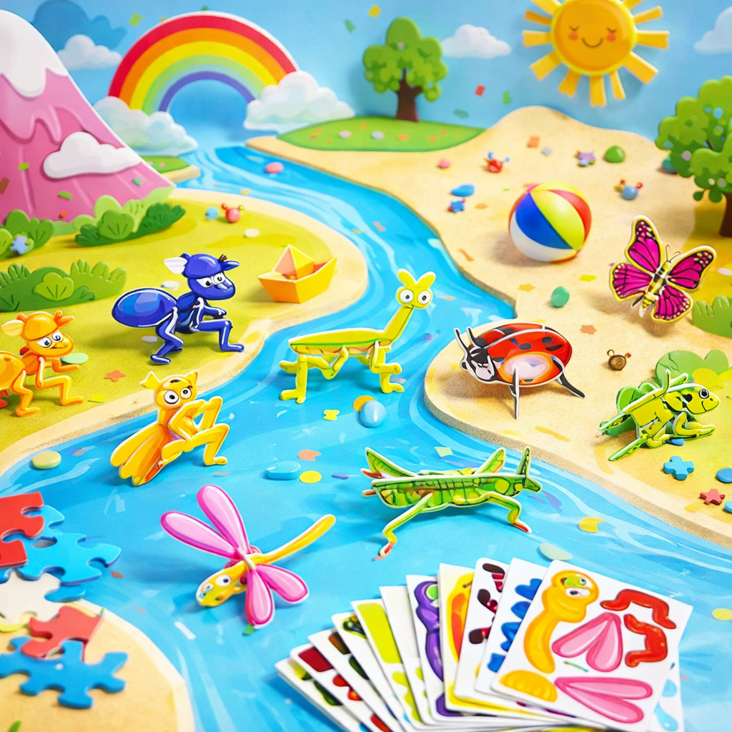 3D Cardboard Puzzle Figure Set for Kids