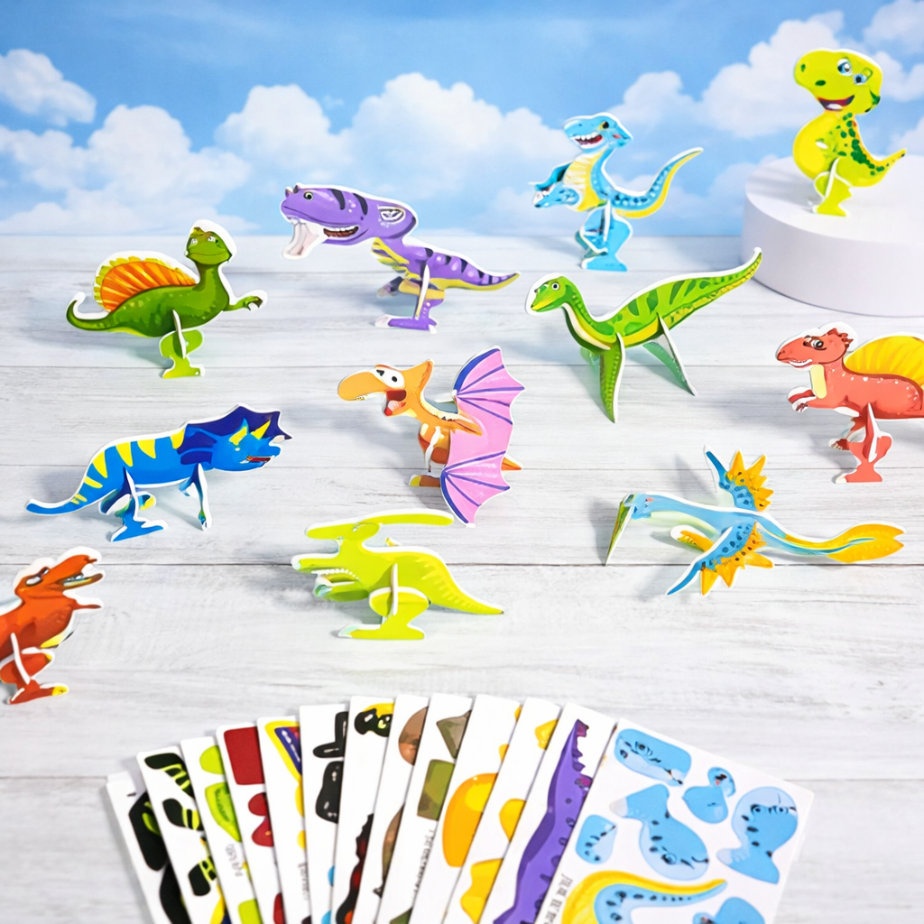 3D Cardboard Puzzle Figure Set for Kids