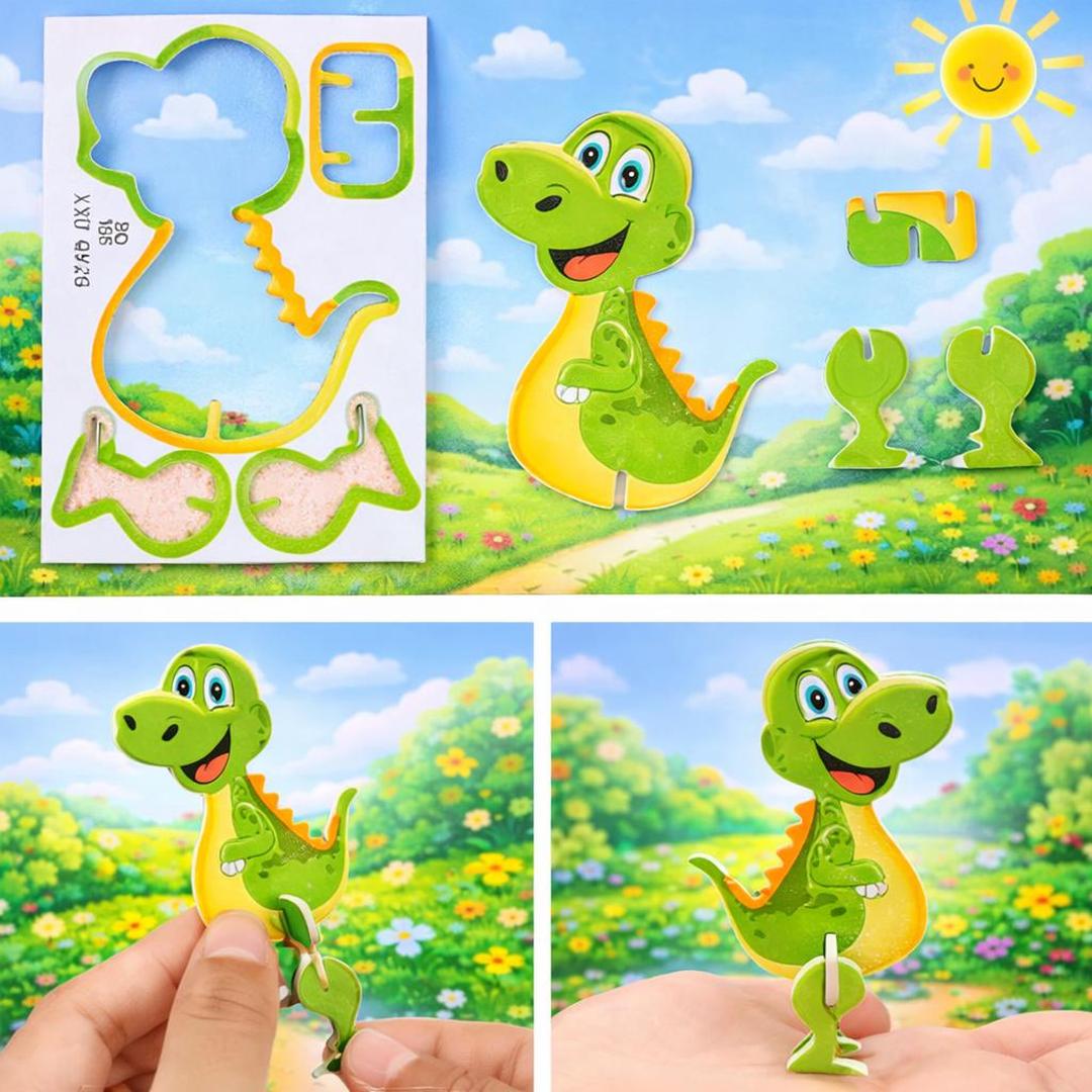 3D Cardboard Puzzle Figure Set for Kids