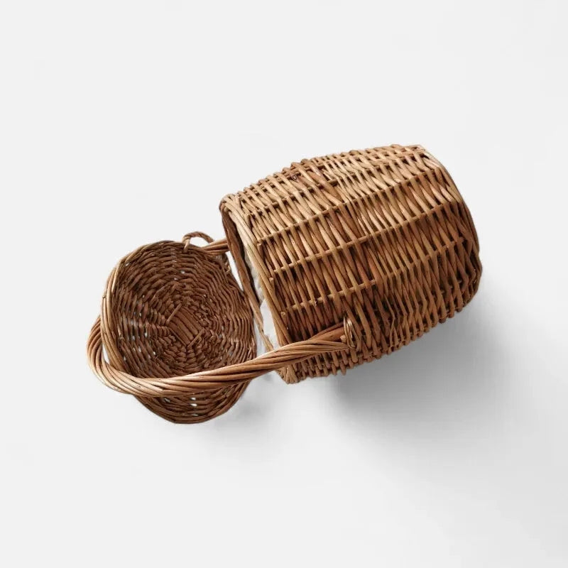 Large woven straw bucket bag