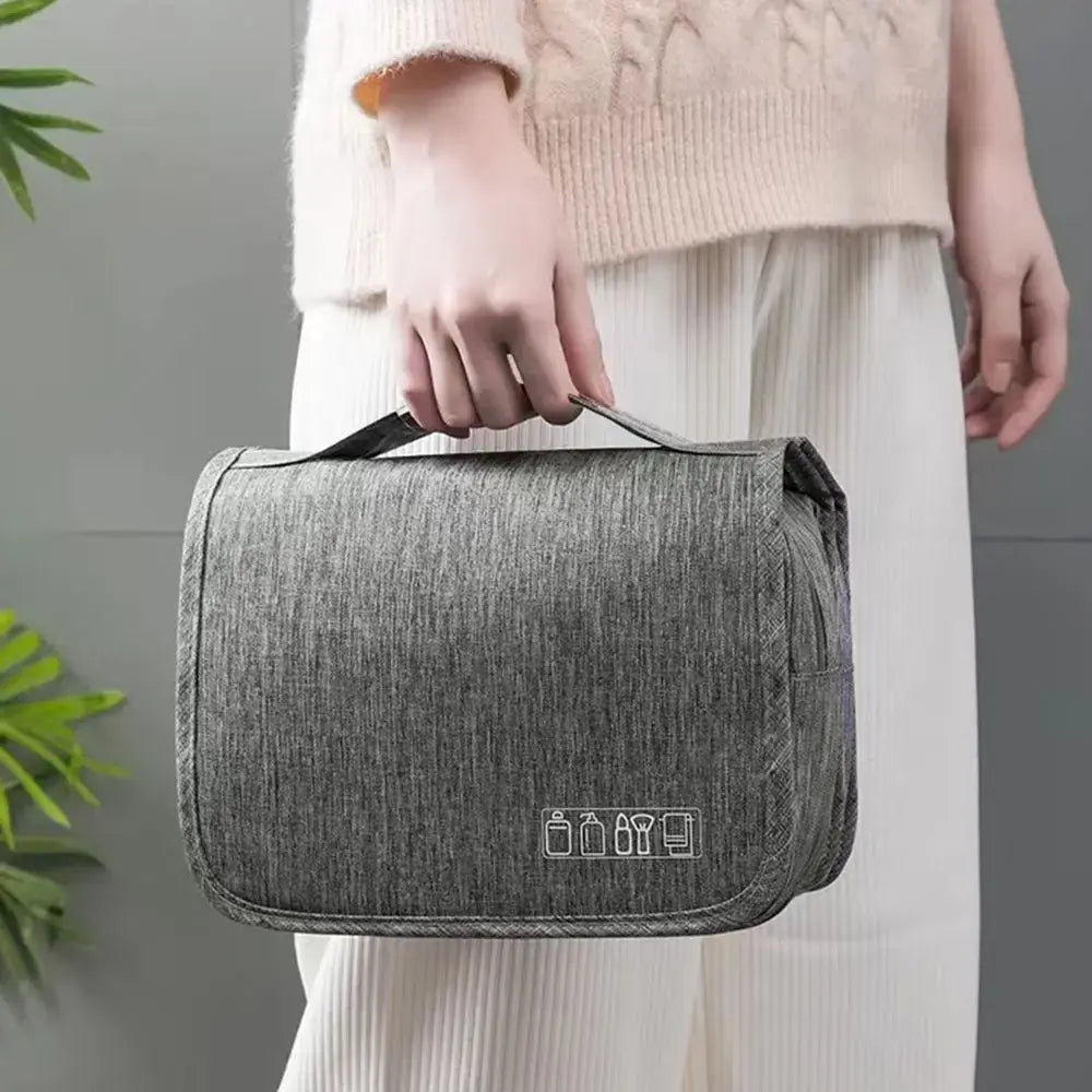 Foldable toiletry bag with hook
