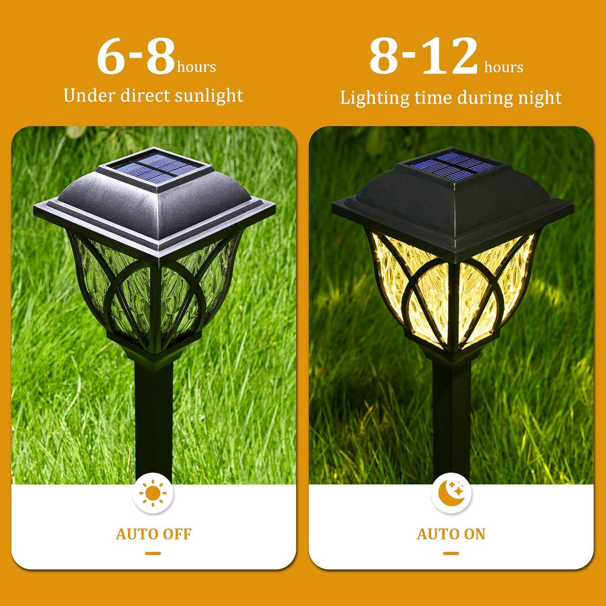 6 Pack LED Solar Pathway Garden Lights Outdoor