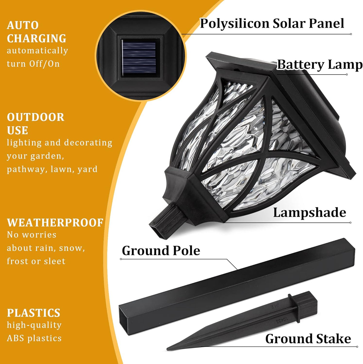 6 Pack LED Solar Pathway Garden Lights Outdoor