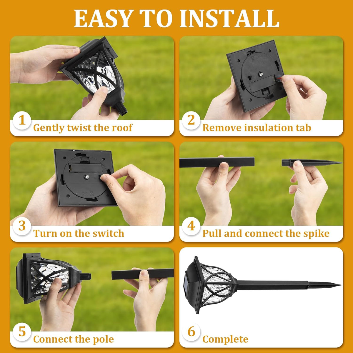 6 Pack LED Solar Pathway Garden Lights Outdoor