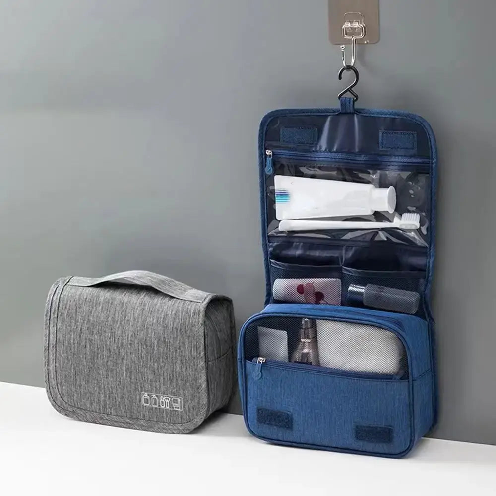 Foldable toiletry bag with hook
