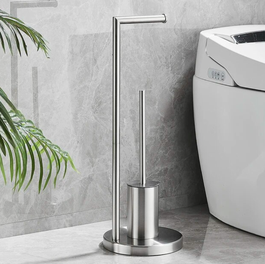 Support Brush and Integrated Toilet Paper Holder