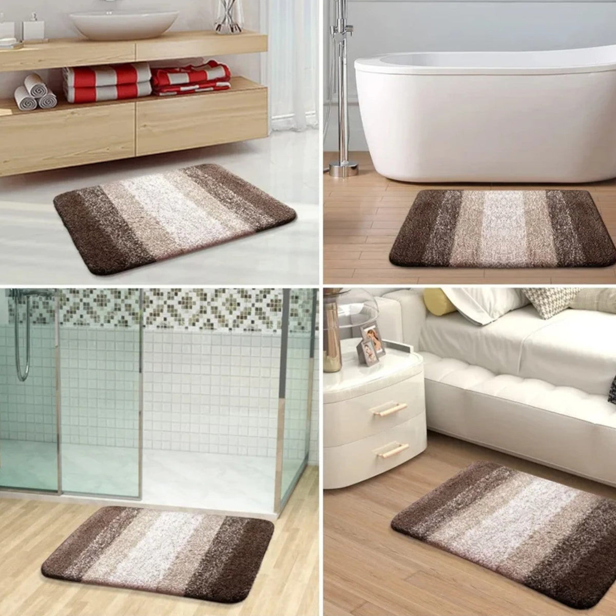 Super absorbent non-slip bath mat