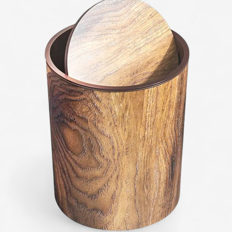 Swing Lid Trash Can with Wood Effect