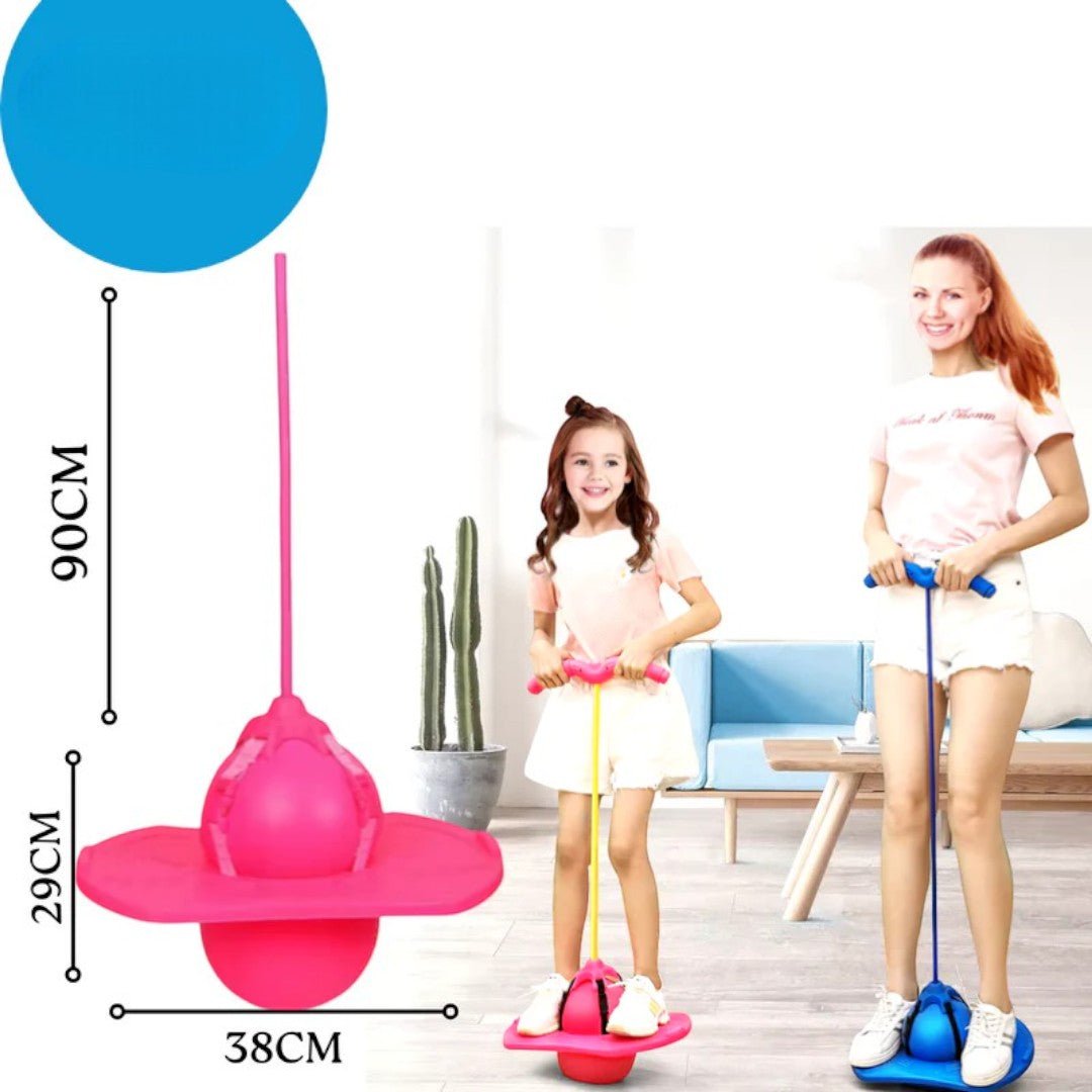 Bouncy ball with balance board and handle