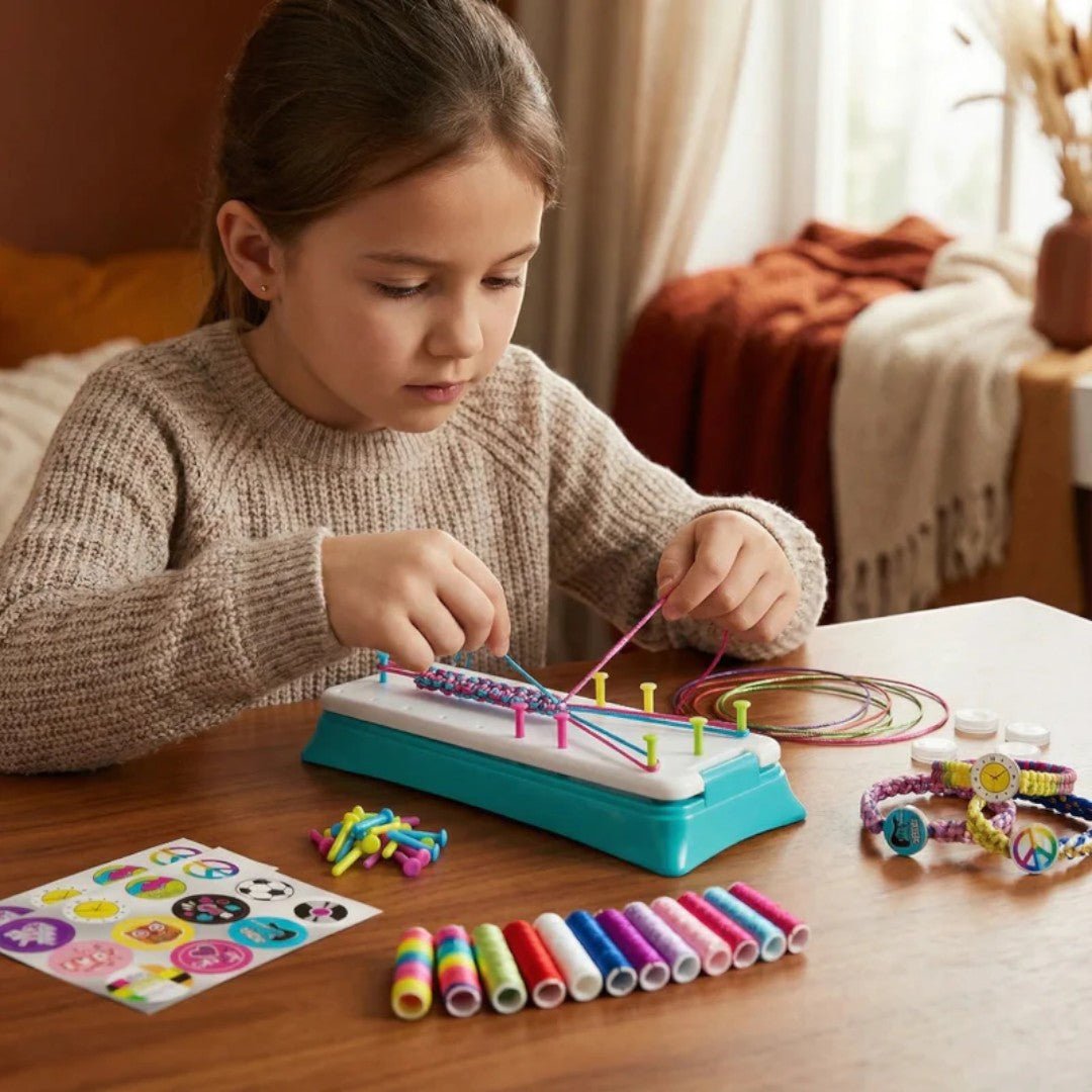 Bracelet braiding kit with weaving board and colorful thread set
