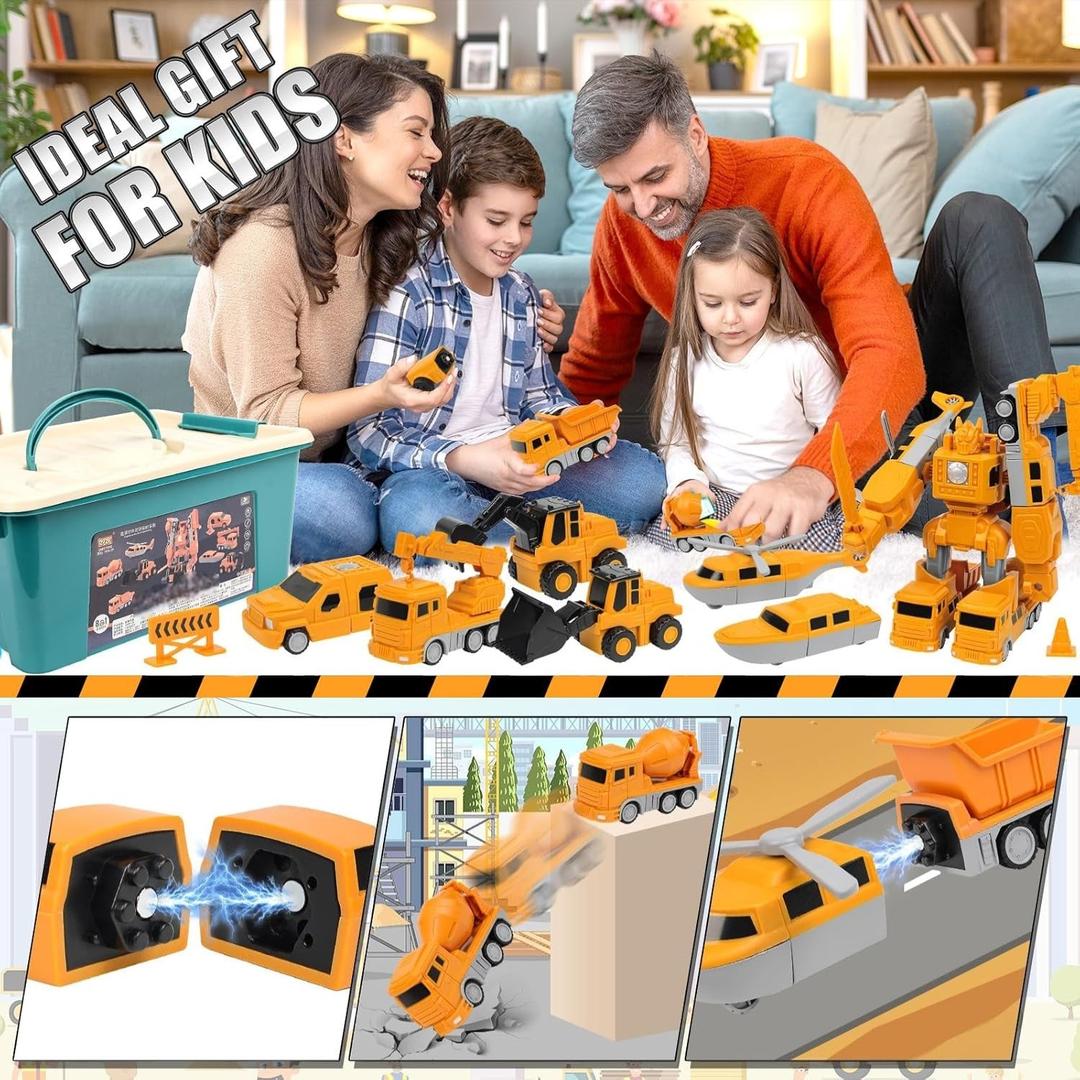 Construction Vehicle Toy Set with Storage Box