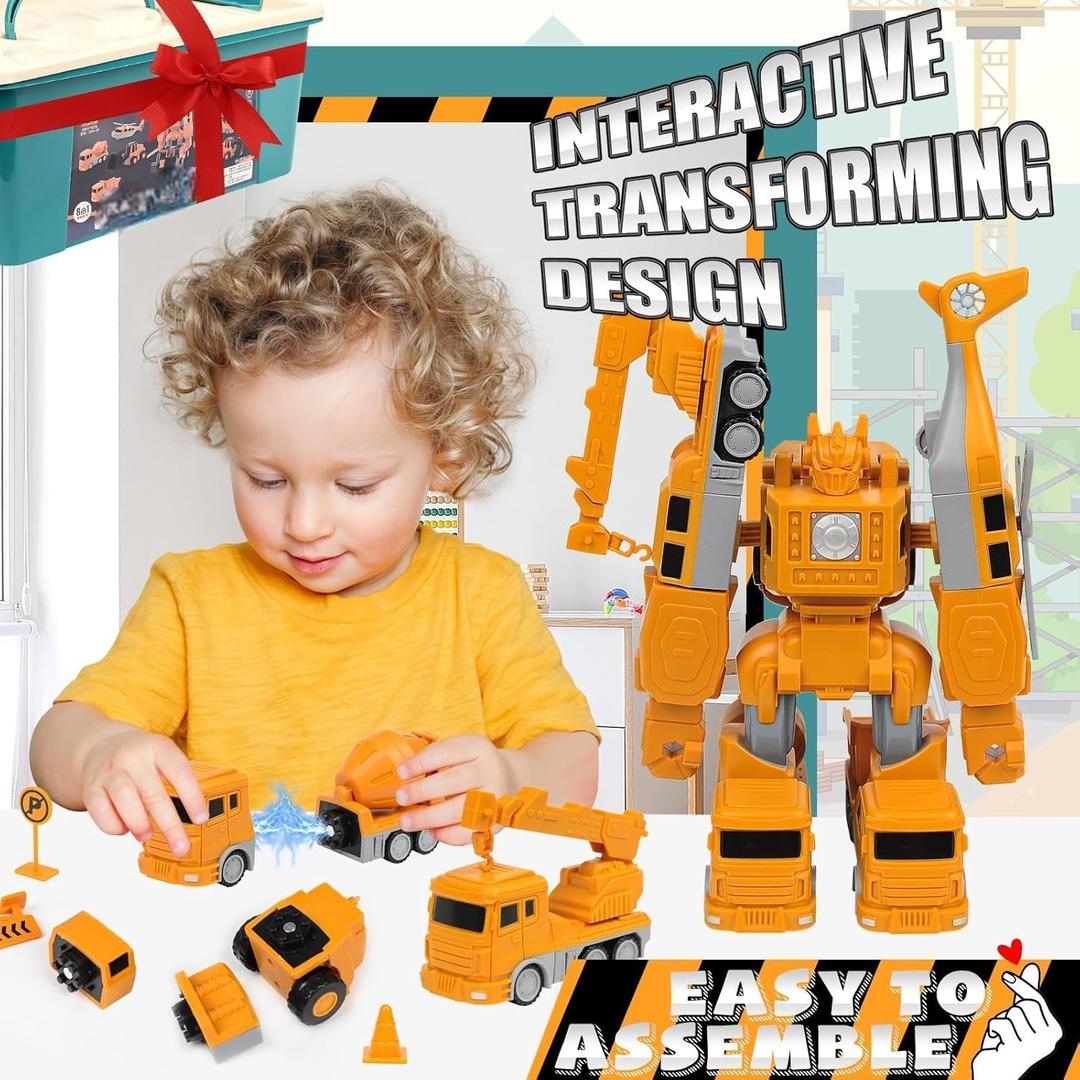 Construction Vehicle Toy Set with Storage Box