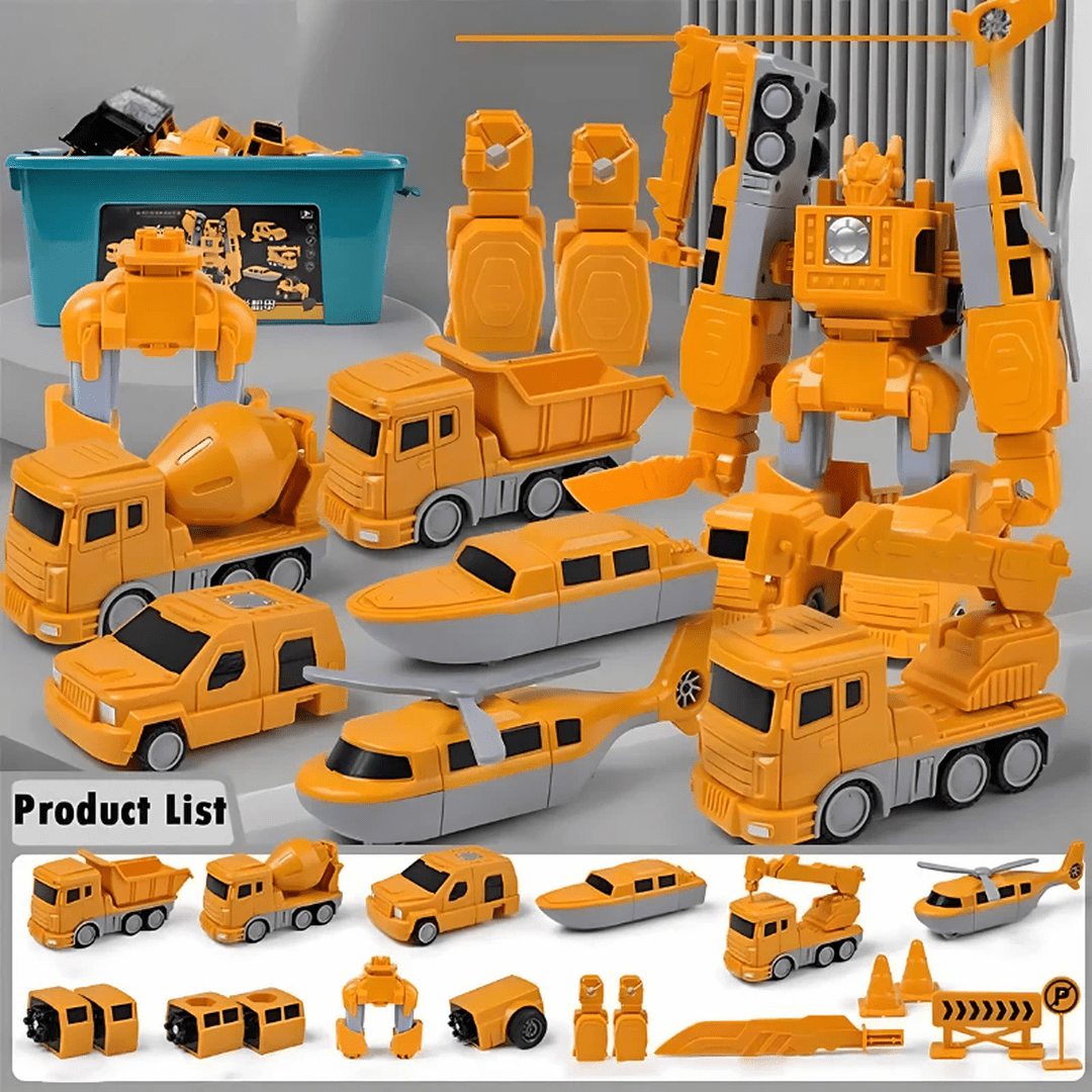 Construction Vehicle Toy Set with Storage Box