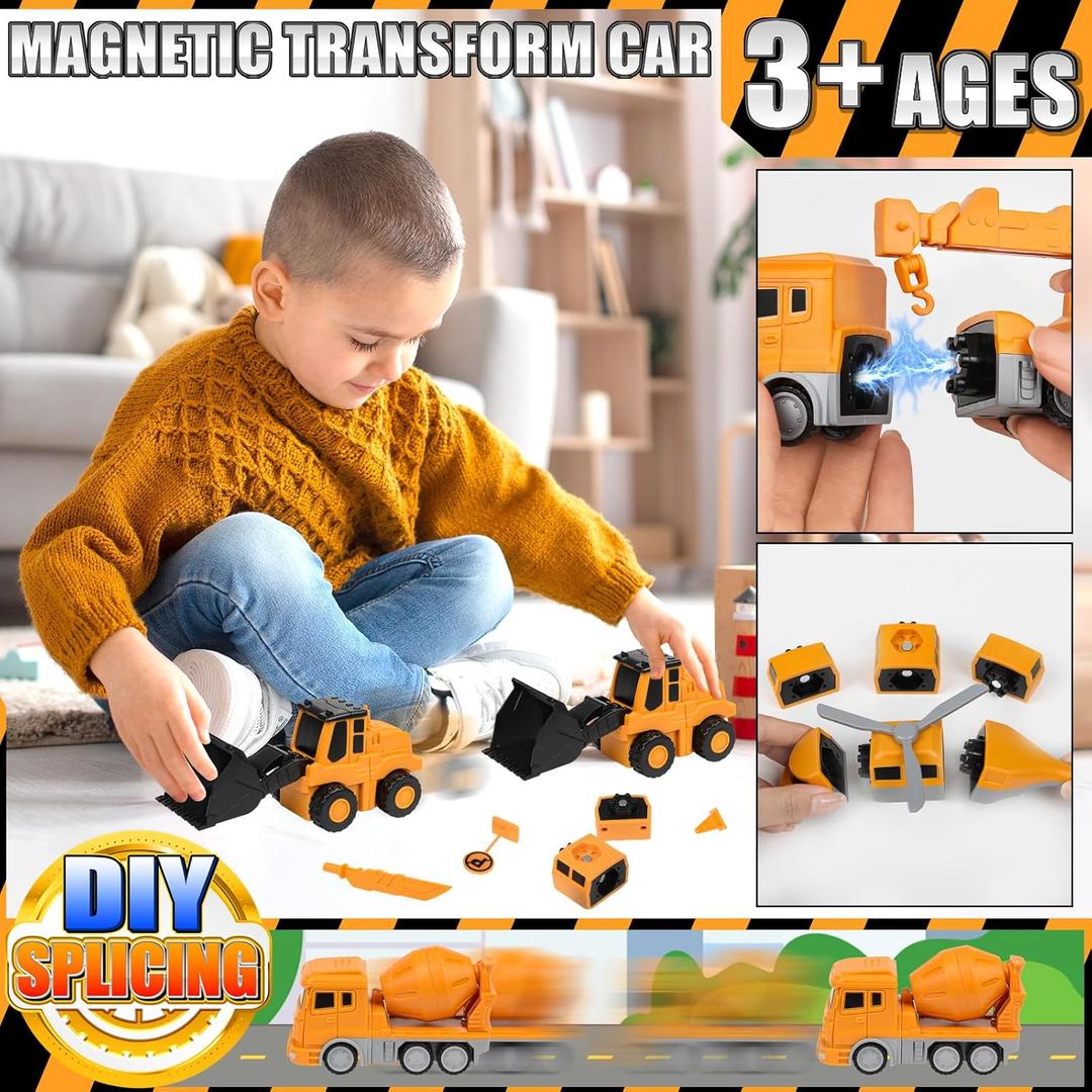 Construction Vehicle Toy Set with Storage Box