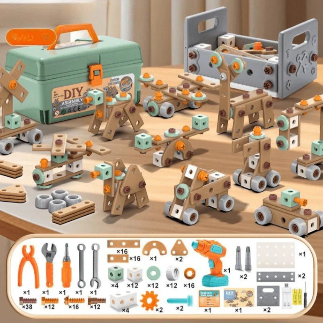 Creative Construction Tool Set with Case and Tools