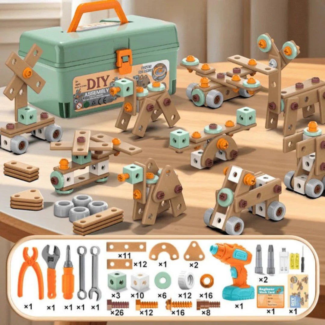 Creative Construction Tool Set with Case and Tools