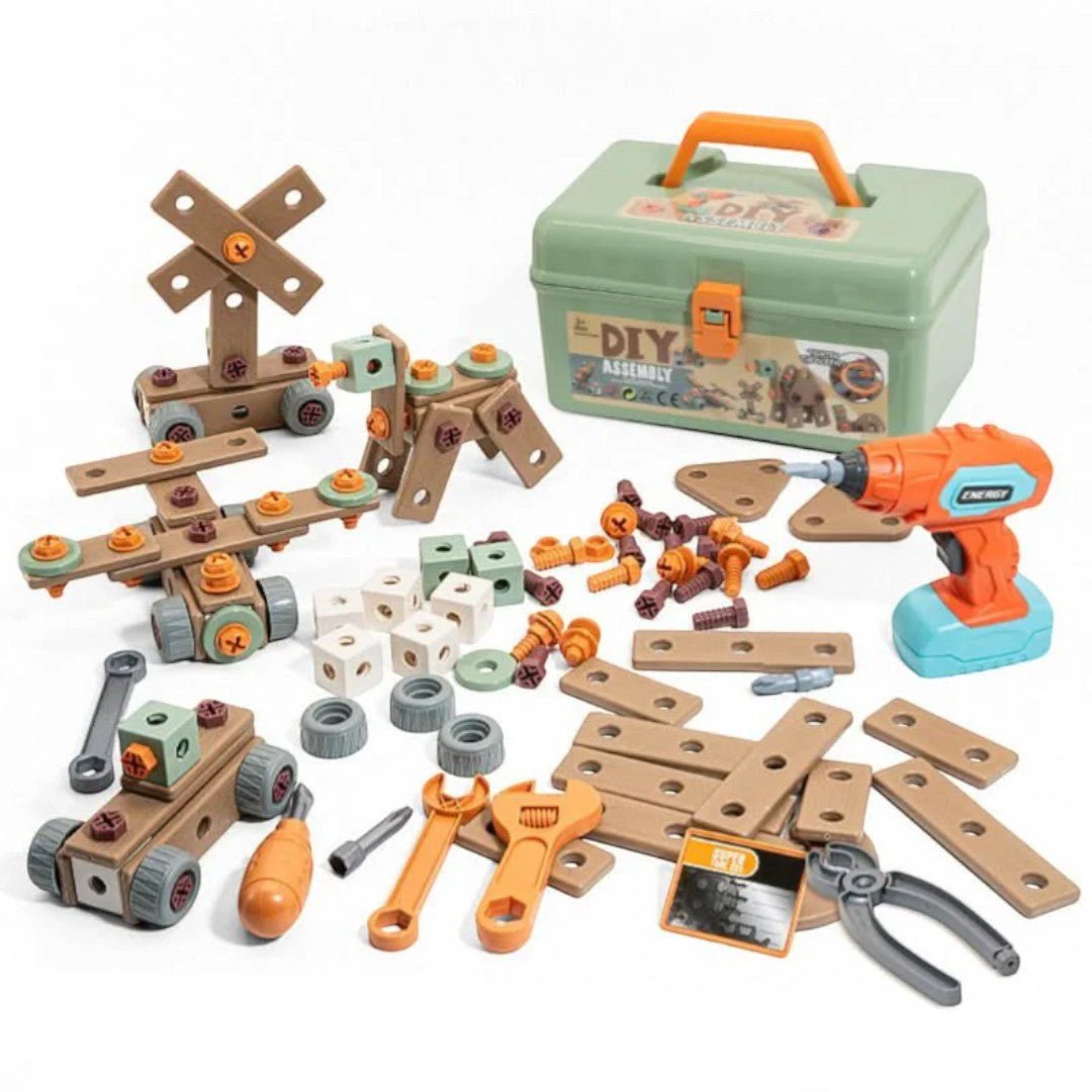 Creative Construction Tool Set with Case and Tools