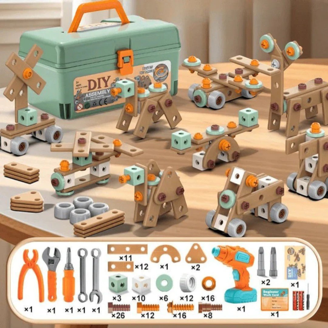 Creative Construction Tool Set with Case and Tools