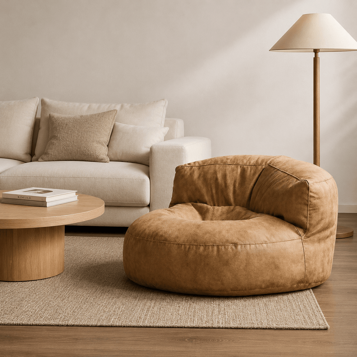Darrin Ergonomic Faux Suede Beanbag Sofa Cover