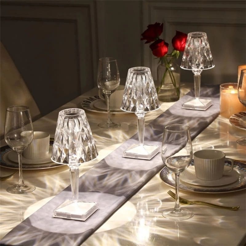 GlimmerLux - Lampe de table en cristal tactile avec variateur 3 niveaux