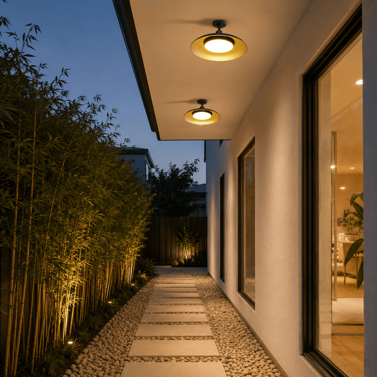Gnarloo Outdoor Ceiling Light with Semi-Flush Mount Design