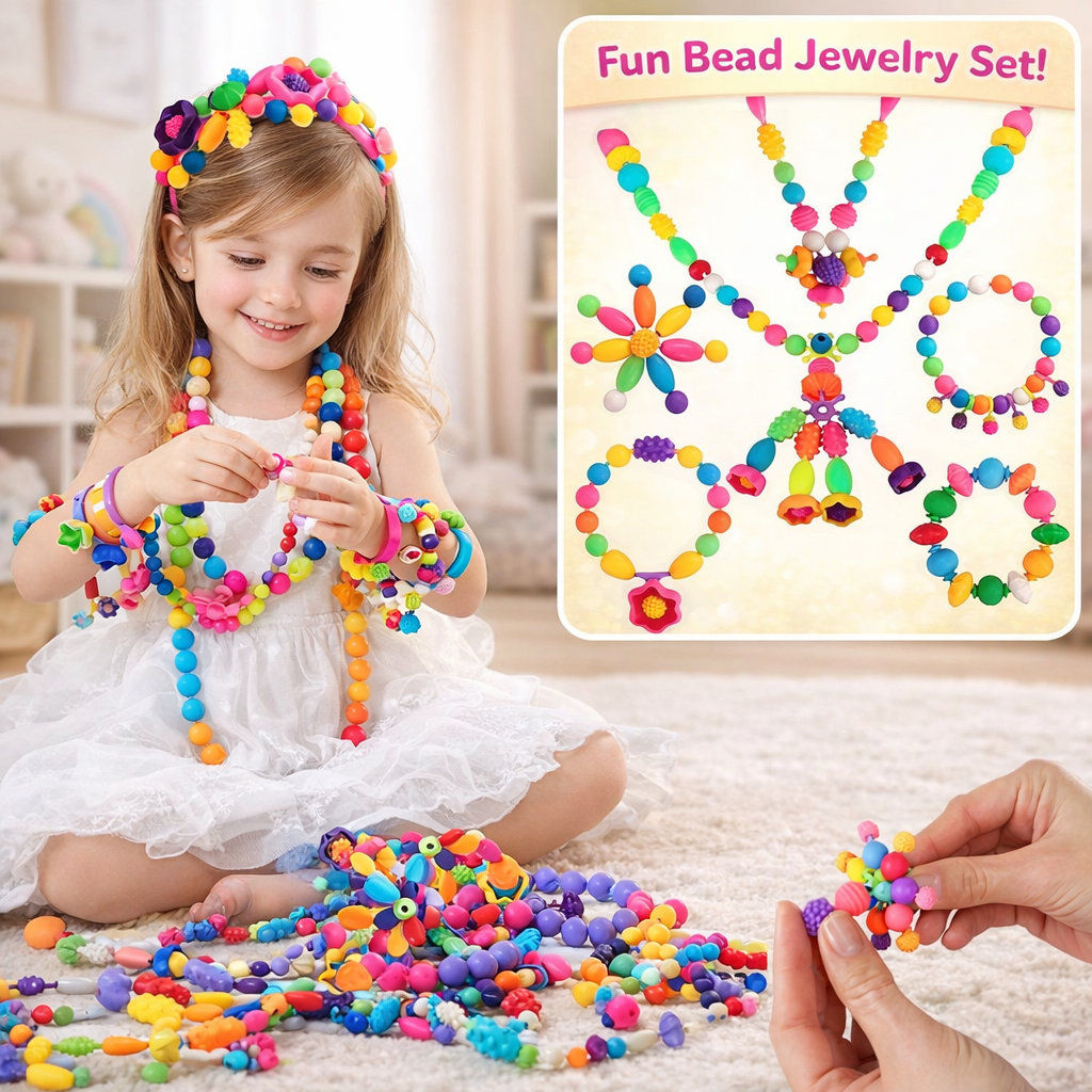 Jewelry Building Set with Click Beads for Children