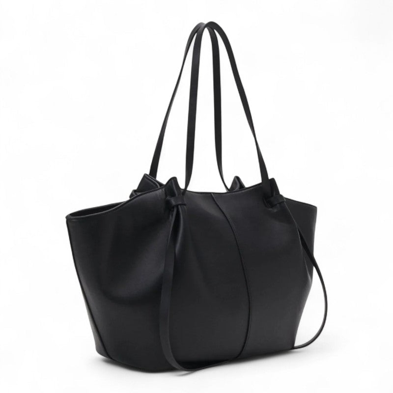 Large Camille Black PU Leather Bag