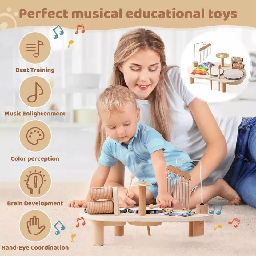 Wooden Drum Kit – Musical Instrument Set for Toddlers