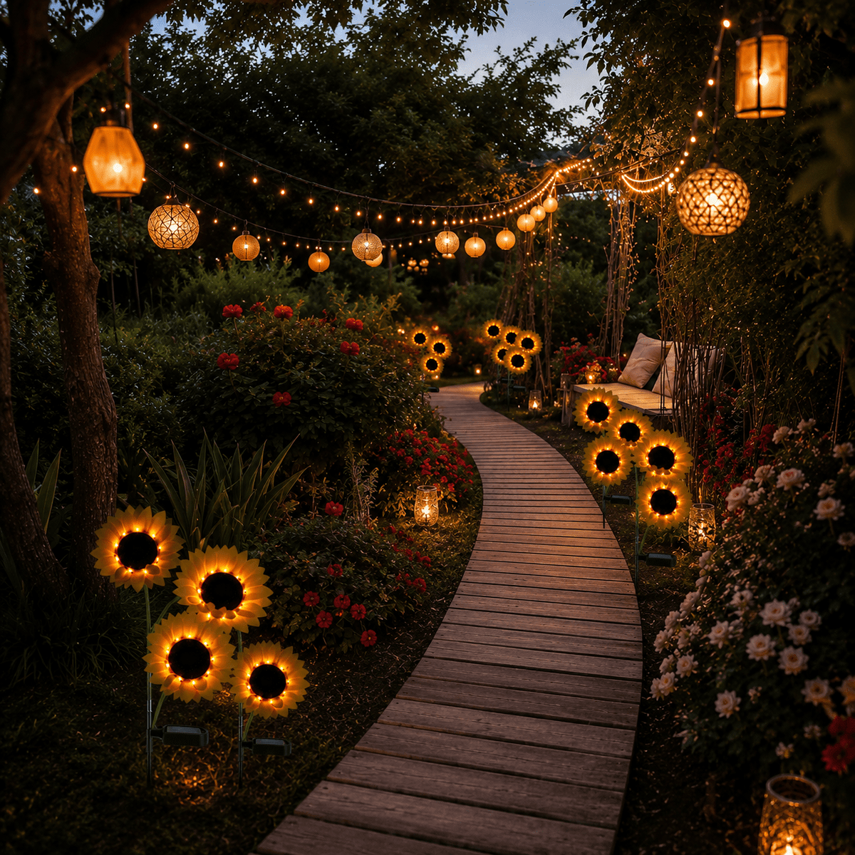 Sunflower Solar Garden Light with IP65 Weatherproof Design