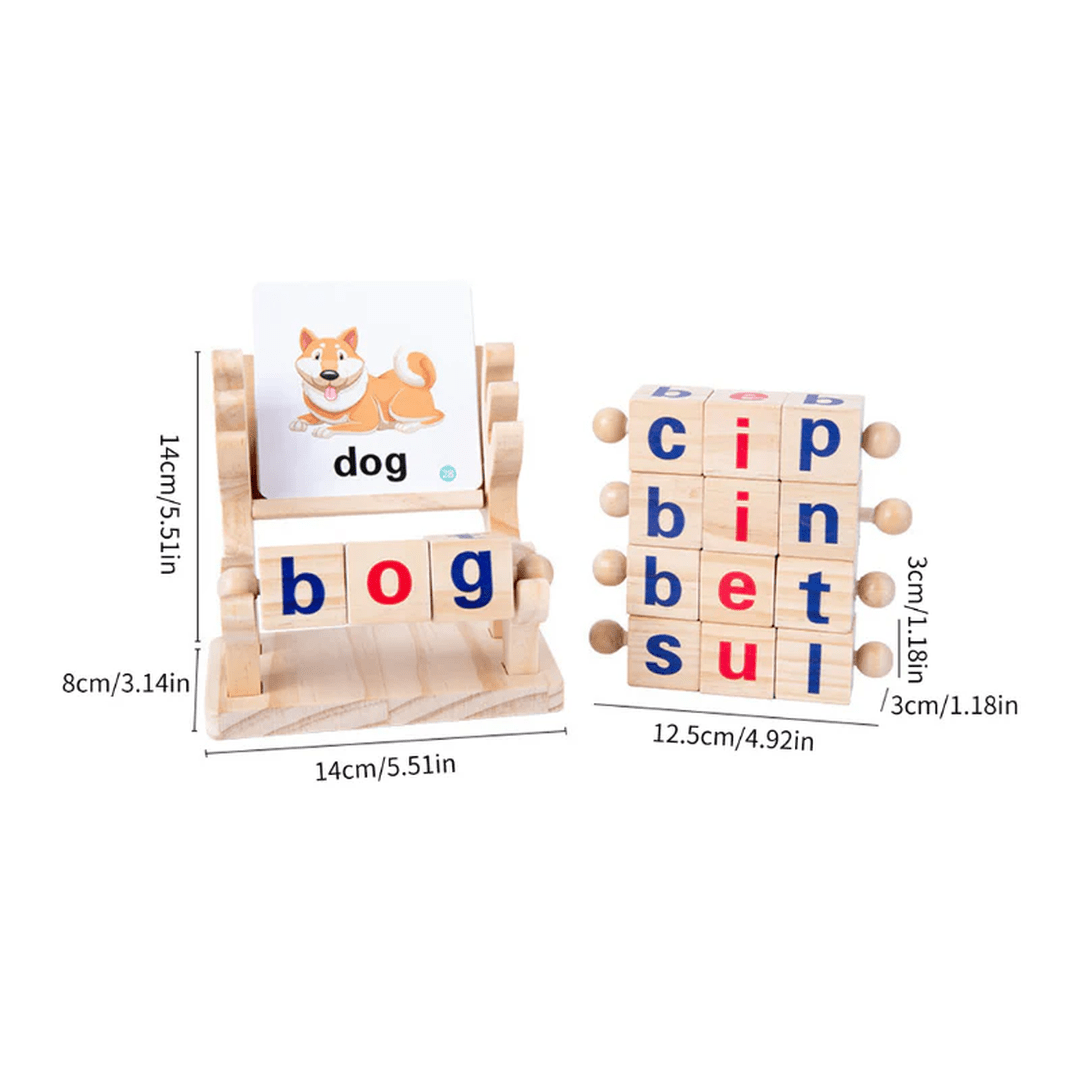Wooden Rotating Letter Spelling Board Game