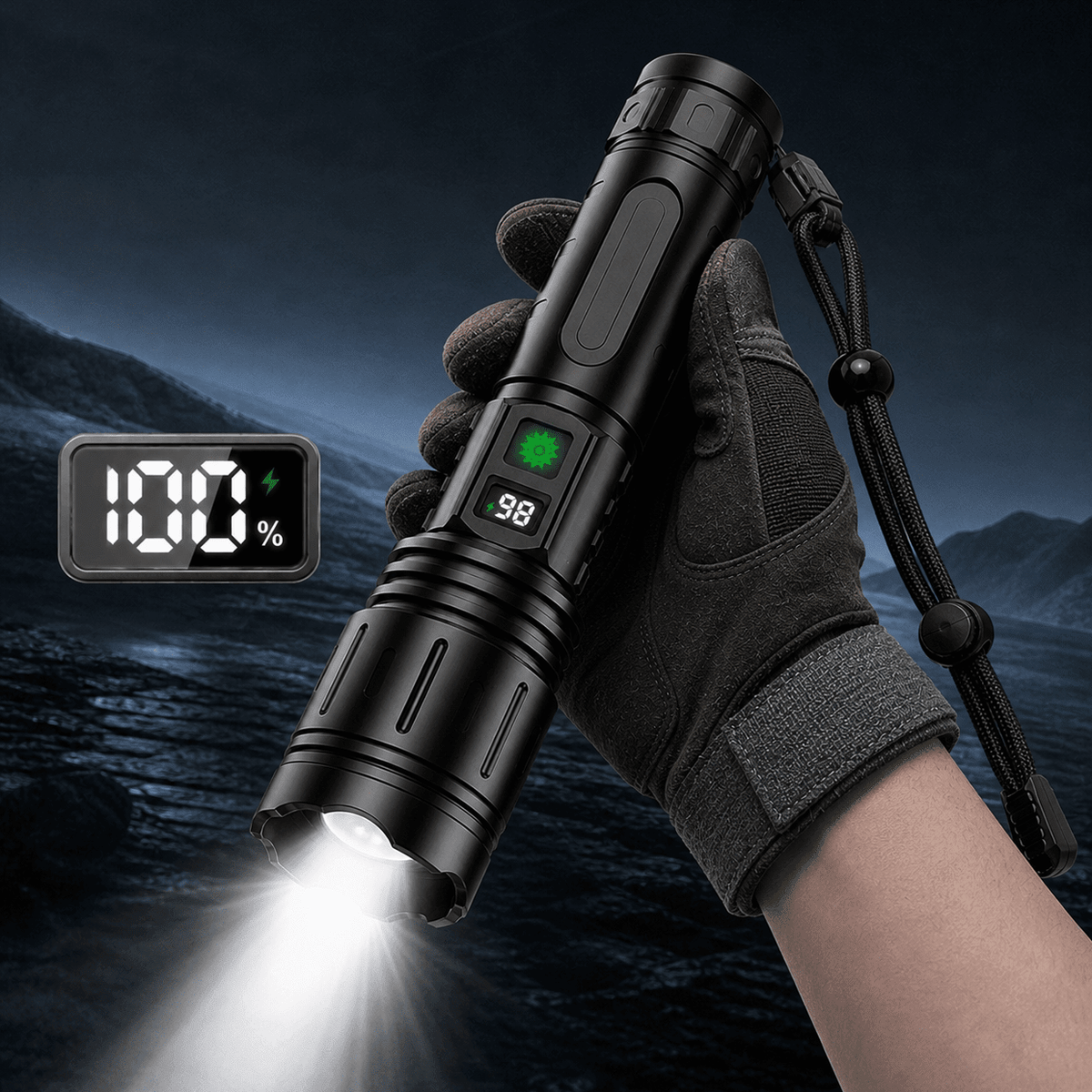100000 Lumens Rechargeable Tactical Flashlight LED Waterproof Torch