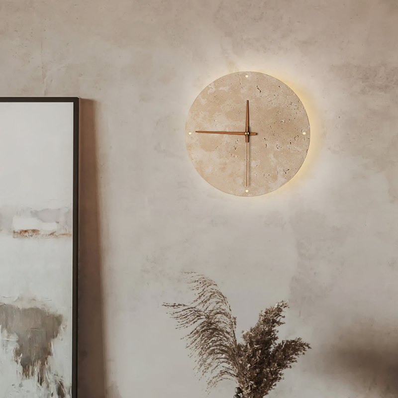 Round Wall Clock Natural Stone
