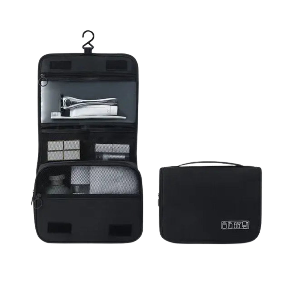 Foldable toiletry bag with hook