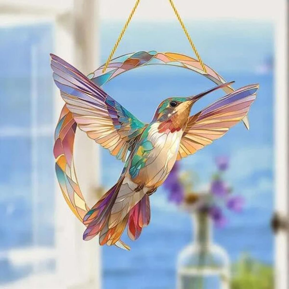 Hummingbird Sun Catcher Hanging in Acrylic