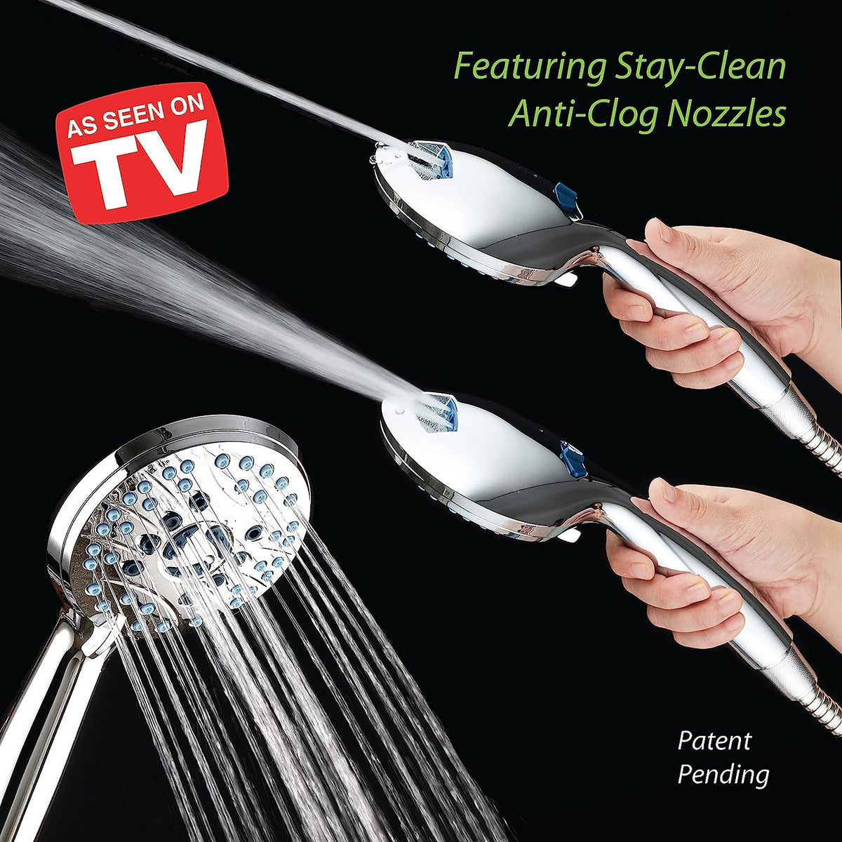 Adjustable Pressure Handheld Shower Head With Hose
