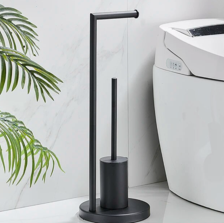 Support Brush and Integrated Toilet Paper Holder