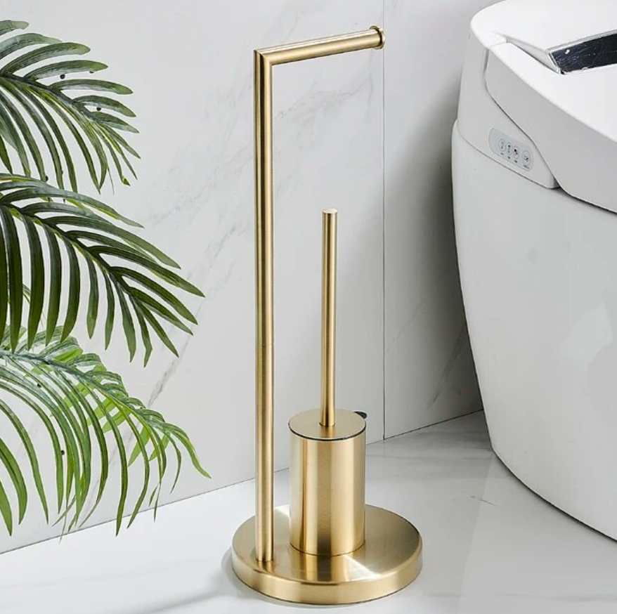 Support Brush and Integrated Toilet Paper Holder