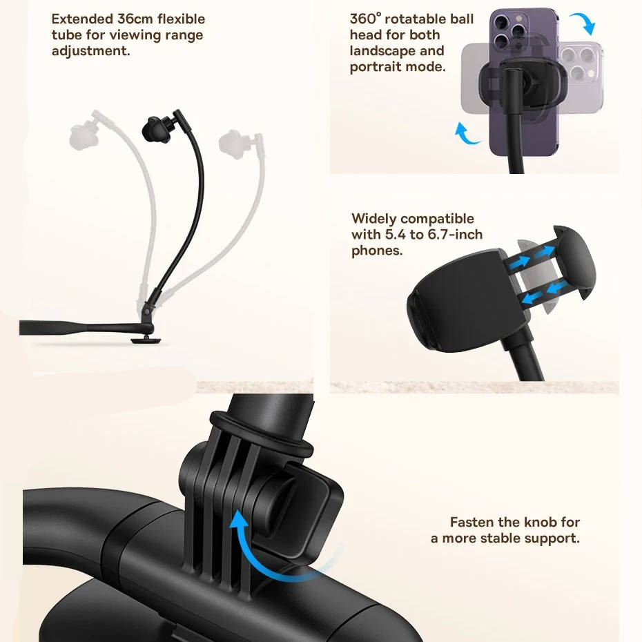 Adjustable Cell Phone Holder for Desk, Bed, and Mattress