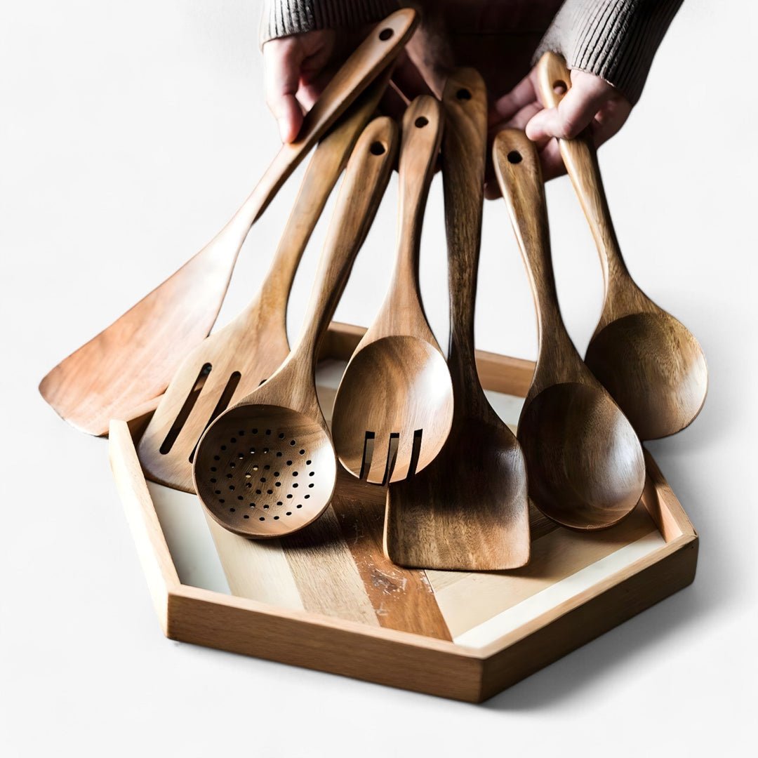 Batterie de cuisine en bois résistante à la chaleur