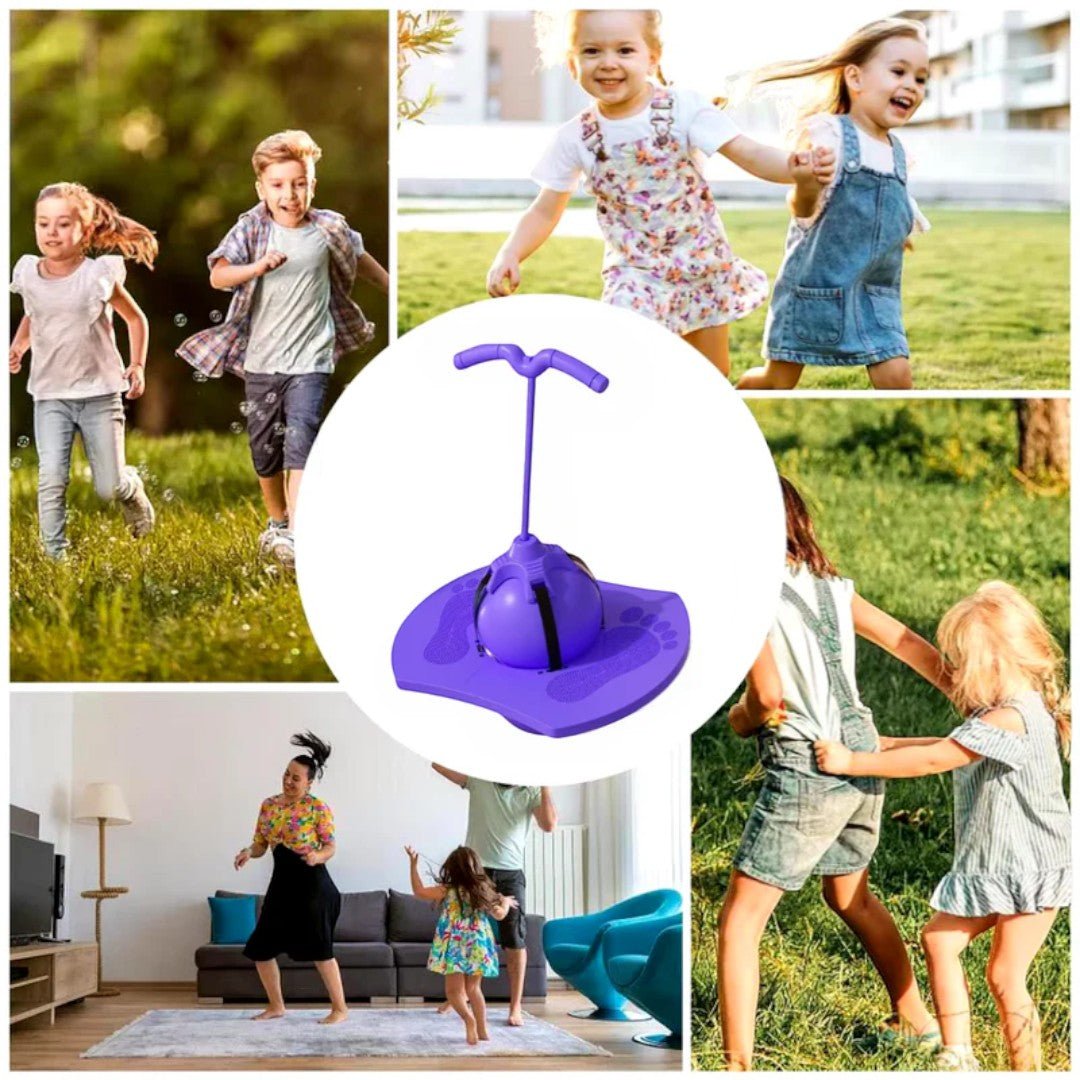 Bouncy ball with balance board and handle