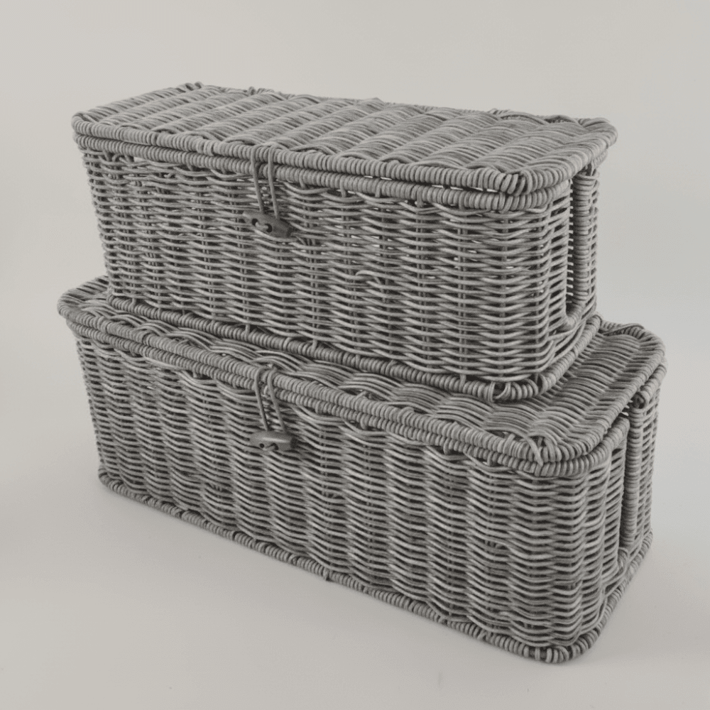 Cable Organizer Box Woven Style Storage Lid Home Office