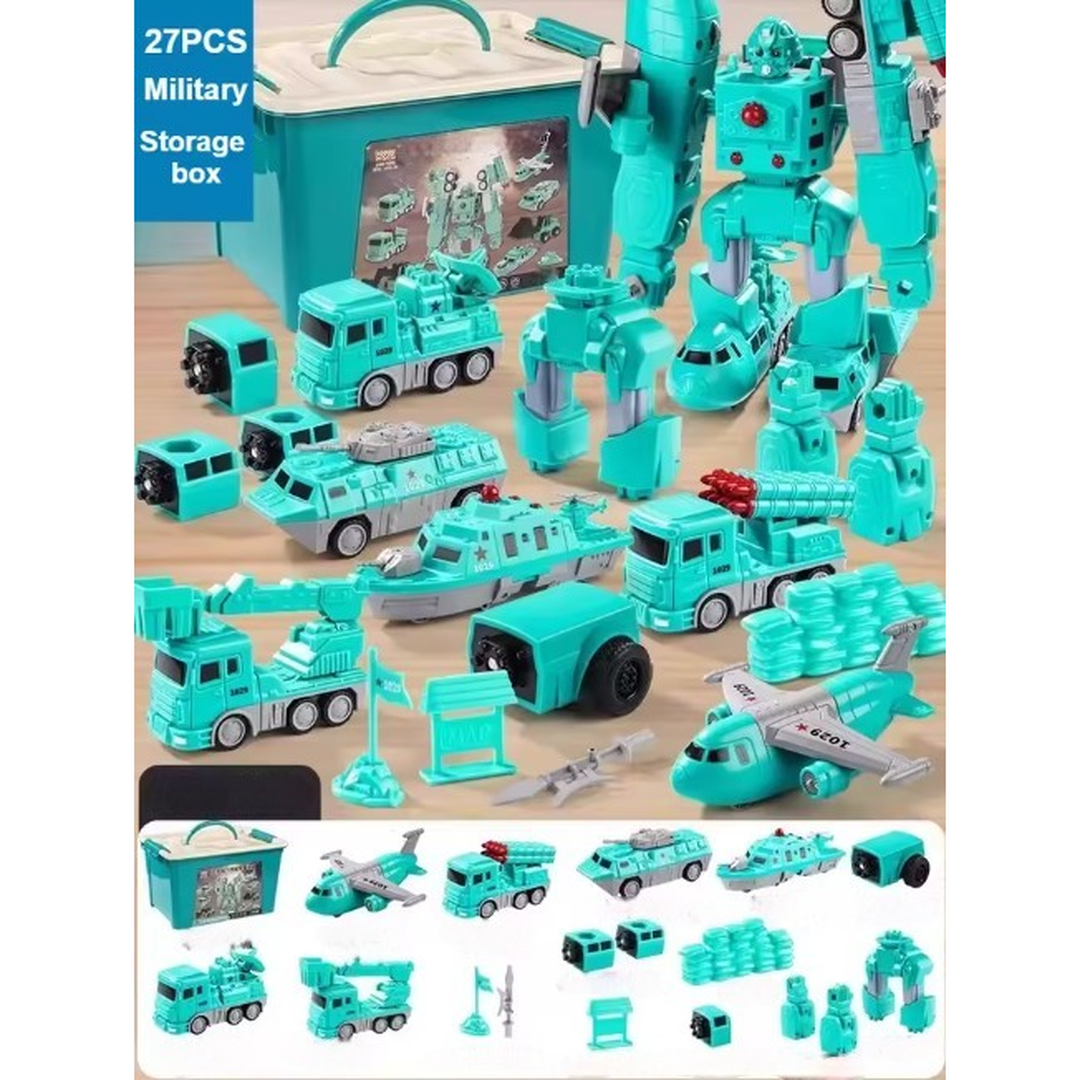 Construction Vehicle Toy Set with Storage Box
