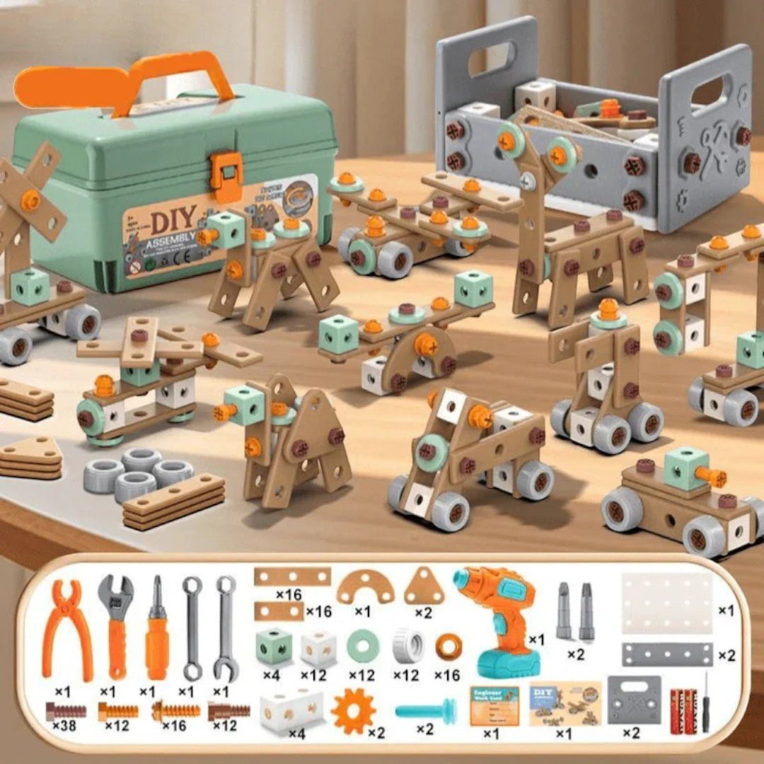 Creative Construction Tool Set with Case and Tools