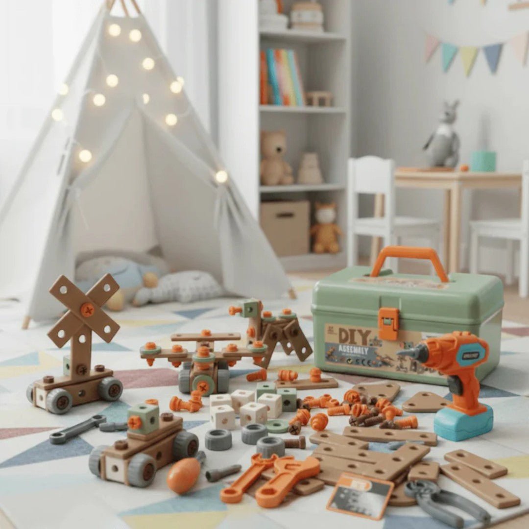 Creative Construction Tool Set with Case and Tools