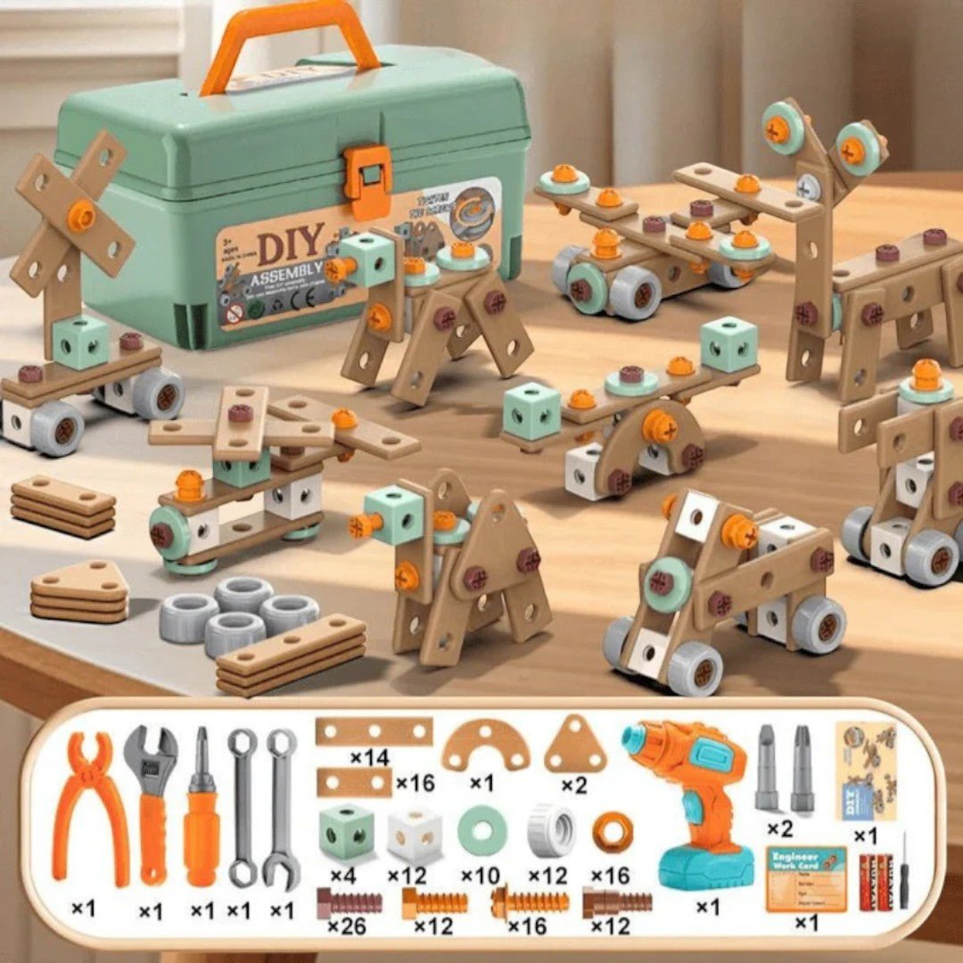 Creative Construction Tool Set with Case and Tools