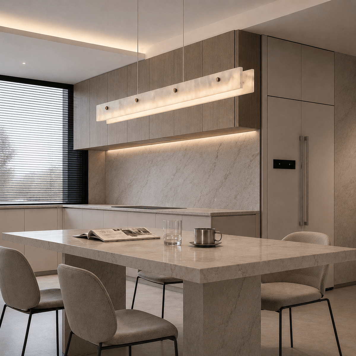 Florence Linear Marble Pendant Light - Tri-Color LED